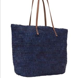 Athleta navy raffia tote